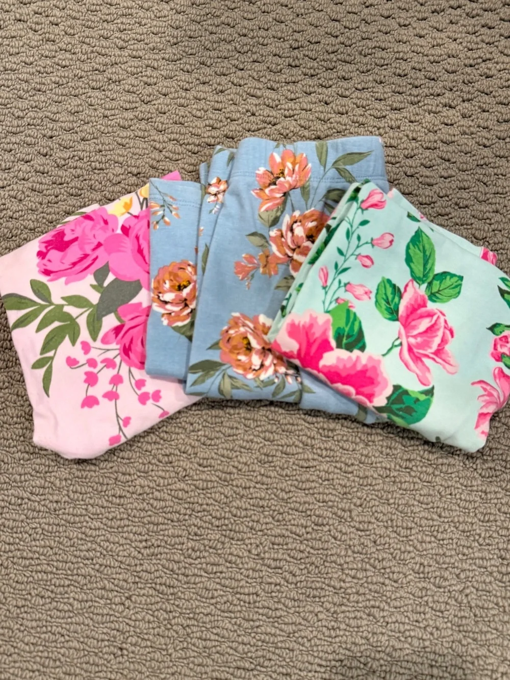 Kids Floral Leggings - Pink, Blue & Mint - Pack of 3 Gymboree leggings size 7-8
